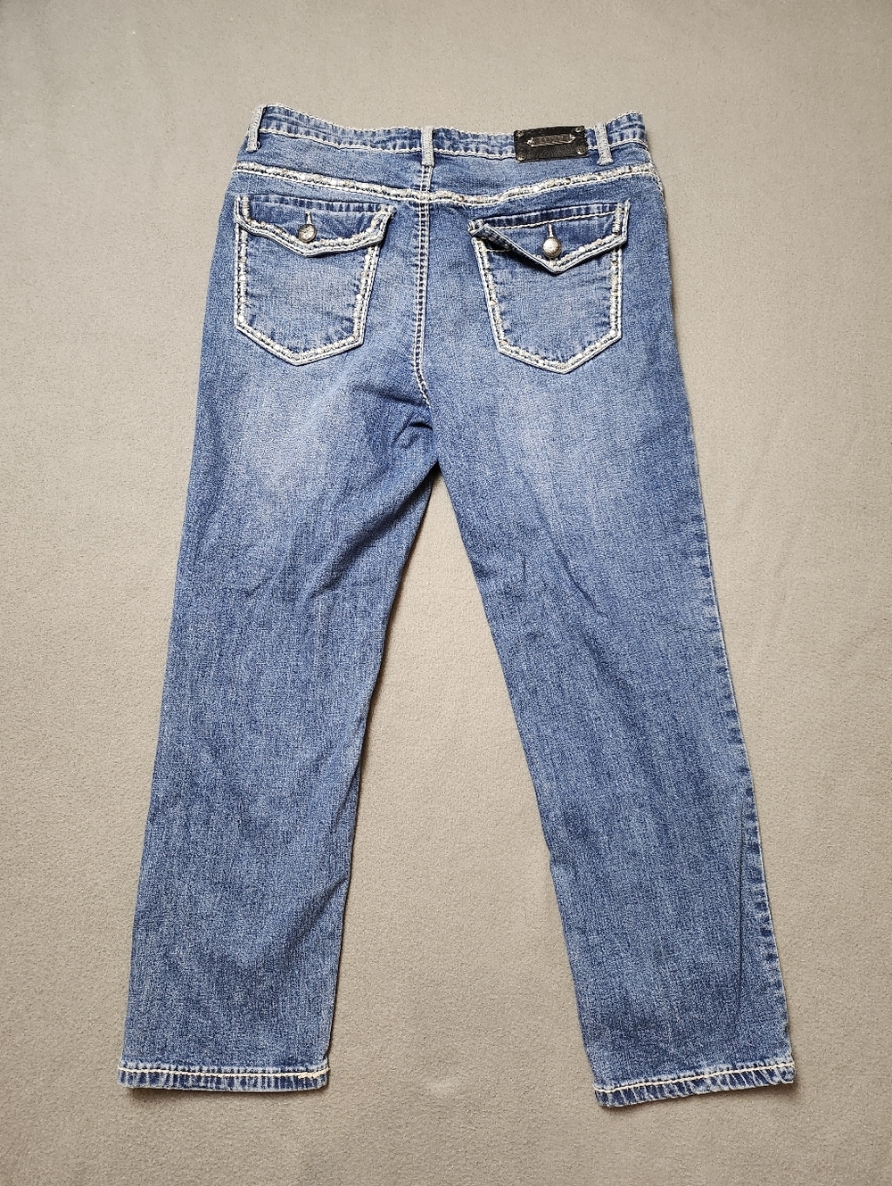 Tru Luxe Jeans Women's Ankle Cropped Jeans Y2k Capri Flap Pocket Sz 29 / 8 Bling